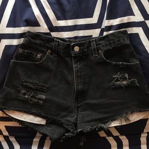 Black/ Grey Levi’s Distressed Daisy Dukes